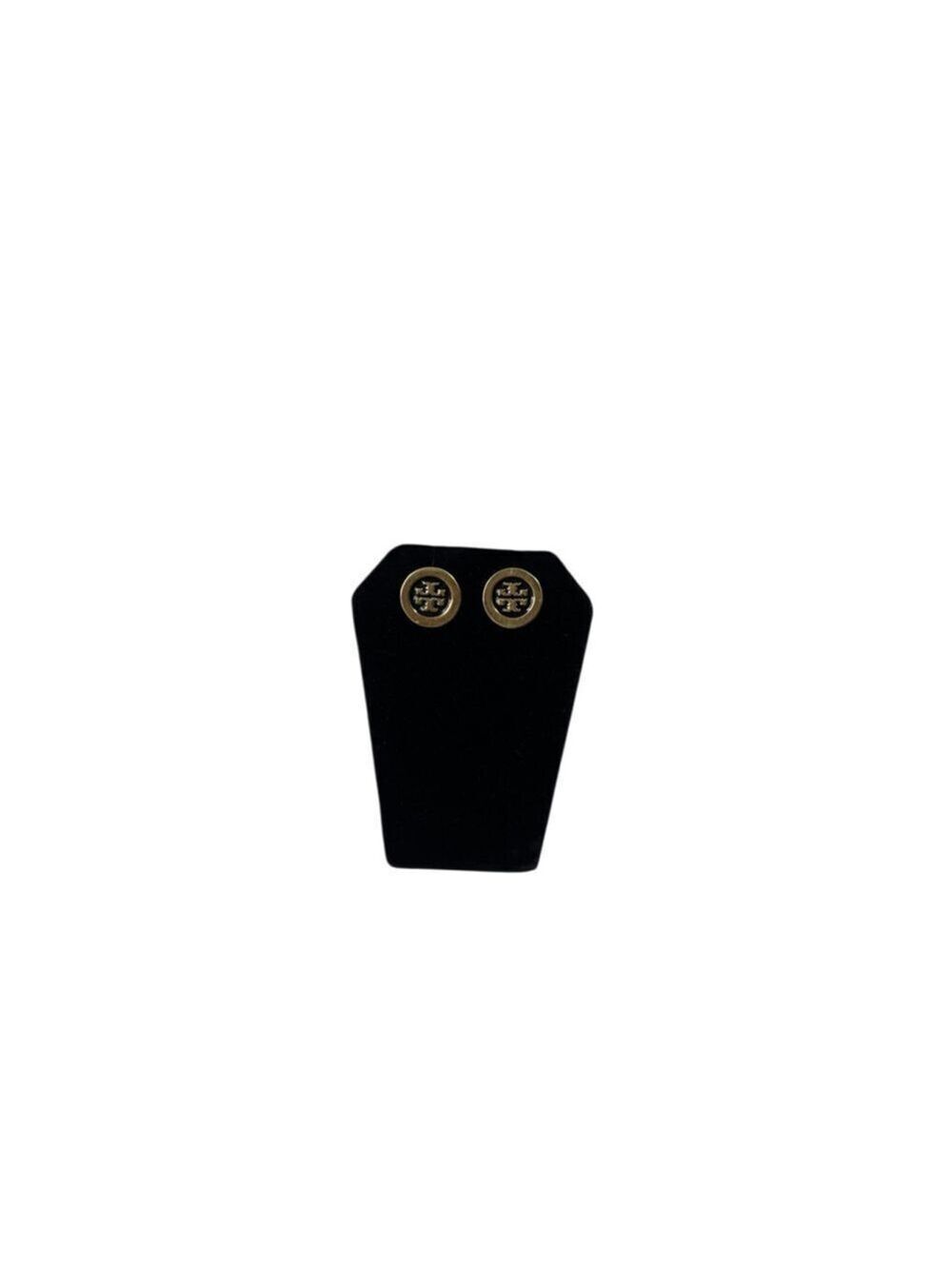 Women's Tory Burch Gold & Black Logo Stud Earrings One Size